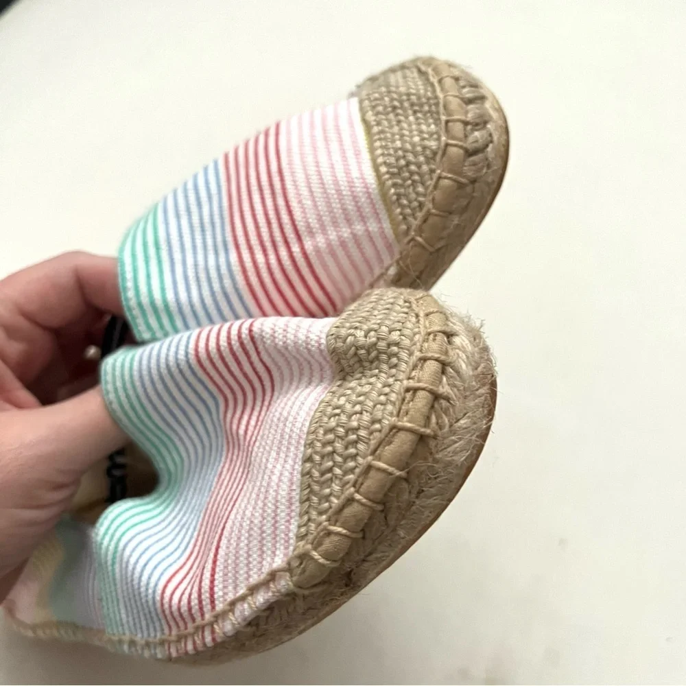 NWT Joules Colorful Striped Espadrille Flats Shoes Size 6 Pink Blue Yellow Green